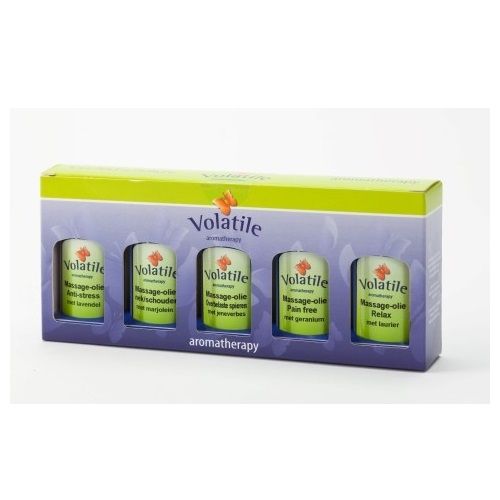 Volatile massageolie cadeauverpakking 5 x 30 ml mini flacons