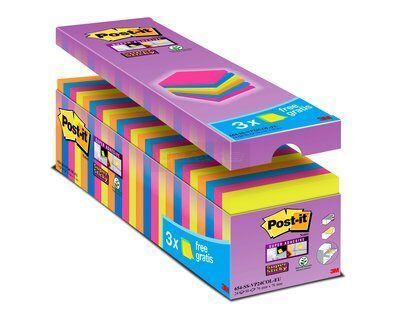 Post-it Super Sticky Notes 24 blocks 76 mm x 76 mm à 90 vel multi color