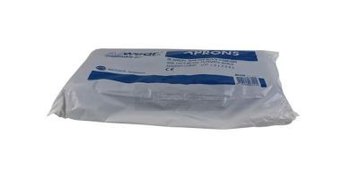 Schort PE 80 x 150 à 50 stuks blauw - 50mµ