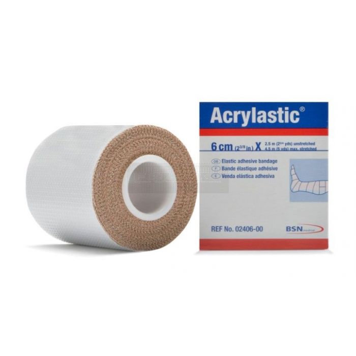 Acrylastic latexvrij 6 cm x 4,5 meter per stuk verpakt