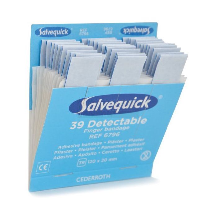 Salvequick 6796 Detectable Vingerstrips – HACCP Waterproof Navulling 39 stuks