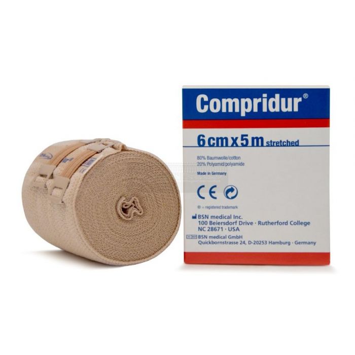 Compridur 6 cm x 5 meter, korte rek (50%) zwachtel