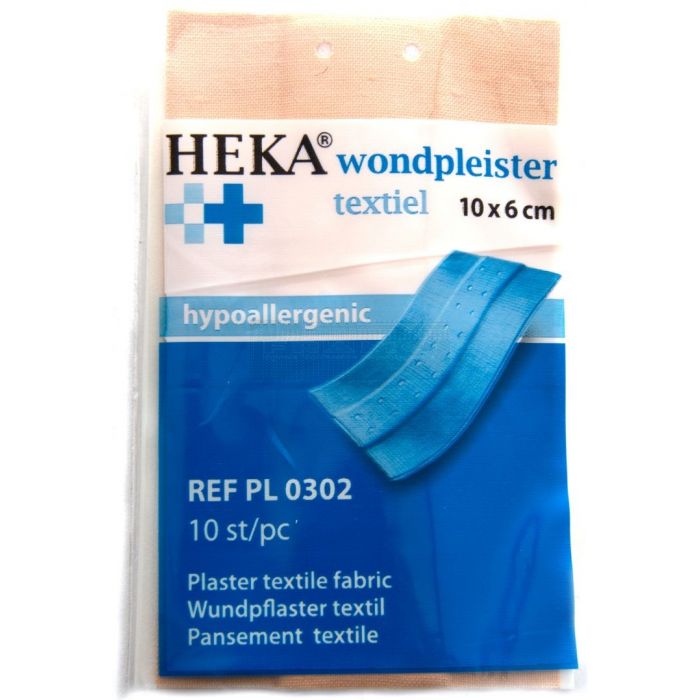 Heka wondpleister textiel strips 10 cm x 6 cm à 10 stuks