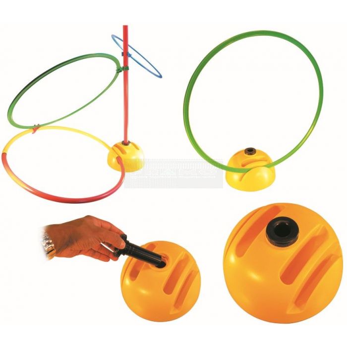 Multifunctioneel voetstuk voor hoepels en stokken