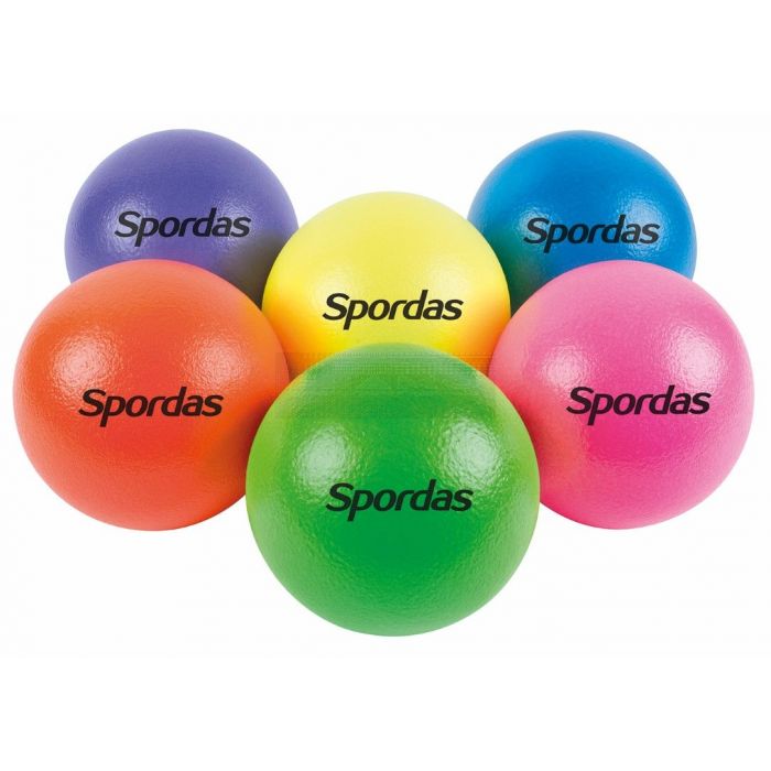 Neon gekleurde foamballen 16 cm set à 6 stuks