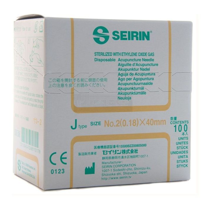 Seirin naalden type J 0,18 mm x 40 mm à 100 stuks