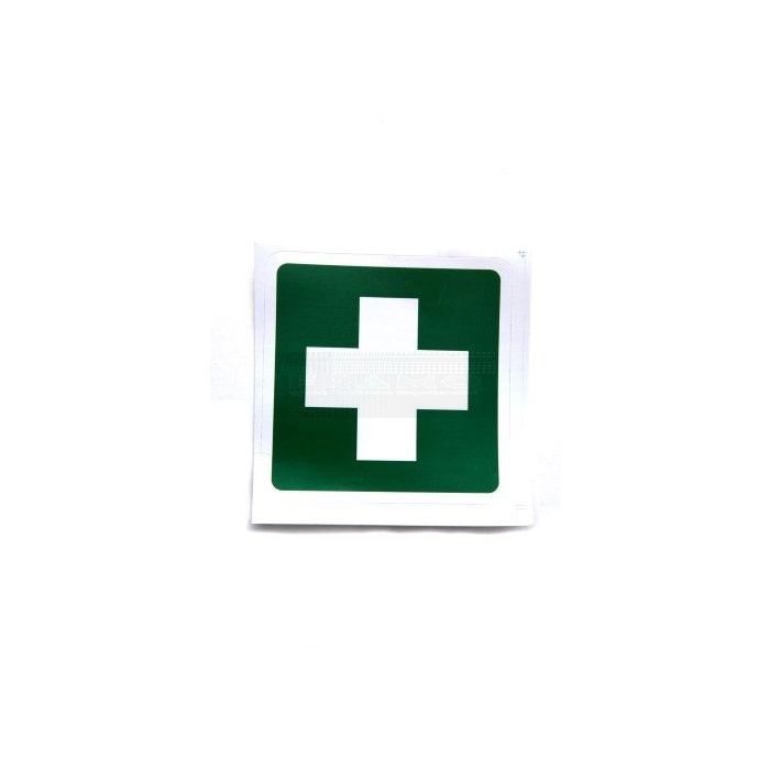 EHBO sticker groen met wit kruis voor verbandkoffer 10 x 10 cm