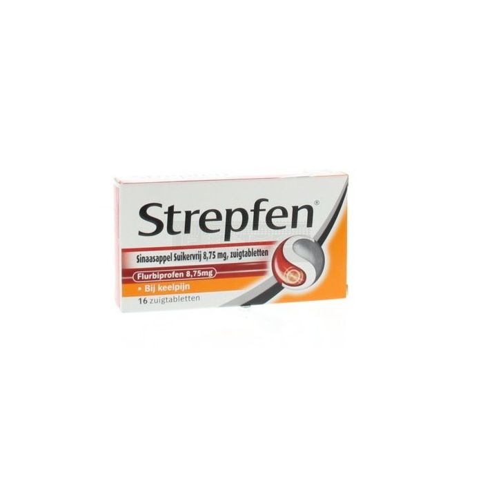Strepfen sinaasappel suikervrije zuigtablet 8,75 mg 16 stuks