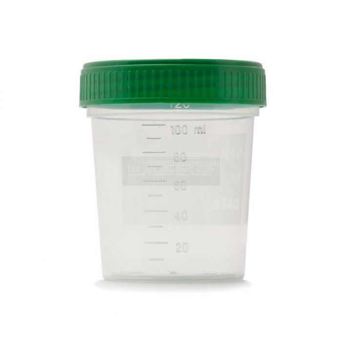 Urinebeker 120 ml met lekdicht schroefdeksel en maataanduiding tot 100 ml