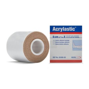 Acrylastic latexvrij 6 cm x 4,5 meter per stuk verpakt