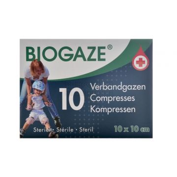 Biogaze zalfgaaskompres 10 cm x 10 cm à 10 stuks