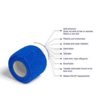 Detectaplast cohesive bandage 5 cm x 4,5 meter blauw