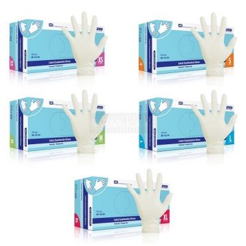 Latex handschoenen licht gepoederd 100 stuks wit doosje