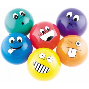 Bal PVC emoticon - gelaatsbal Ø 10 cm 66 gram à 6 stuks