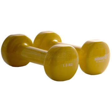 Vinyl dumbells 1,5 kg per paar geel