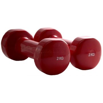 Vinyl dumbells 2 kg per paar rood