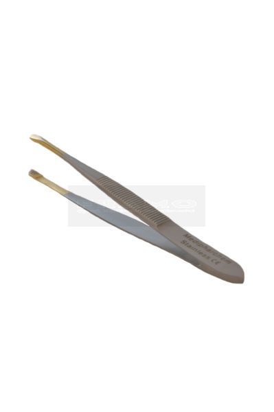 Epileerpincet 10 cm met goudkleurige tips, schuine bek