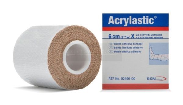 Acrylastic latexvrij 6 cm x 4,5 meter per stuk verpakt