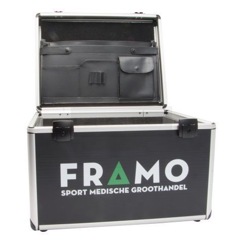 FRAMO kit 450 aluminium sportverzorgingskoffer open schuin