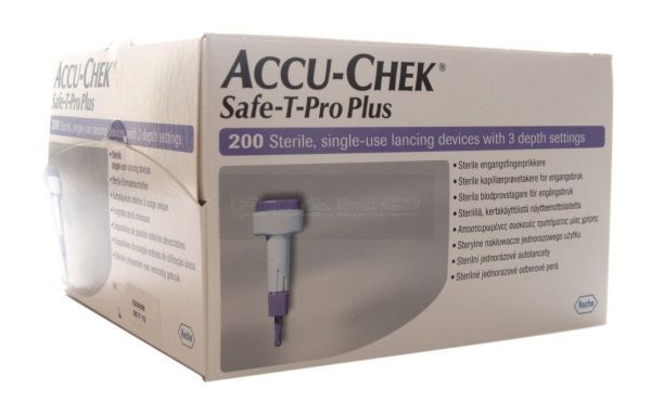 Accu Check Safe T-pro Plus, eenmalig lancet à 200 stuks