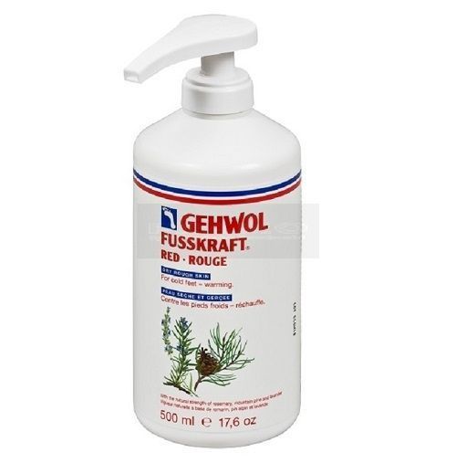 Gehwol fusskraft rood met pomp, verwarmende voetcrème 500 ml