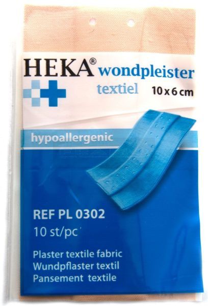 Heka wondpleister textiel strips 10 cm x 6 cm à 10 stuks