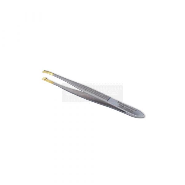 Epileerpincet 10 cm met goudkleurige tips, rechte bek