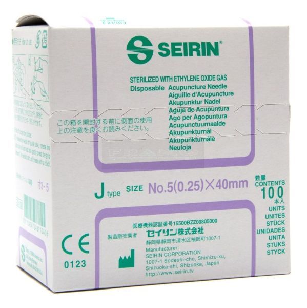 Seirin naalden type J 0,25 mm x 40 mm à 100 stuks