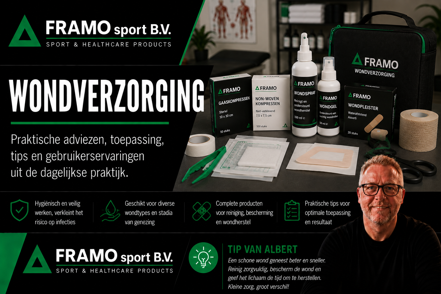 Wondverzorging artikelen en praktijkgerichte adviezen van FRAMO sport