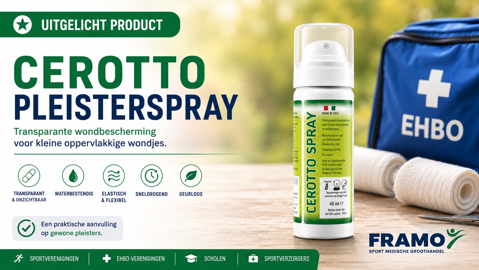 Cerotto Pleisterspray 40 ml als transparante wondafdekking voor kleine oppervlakkige wondjes